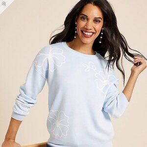 NEW - Maurices Light Blue Floral Sweater Size Small
